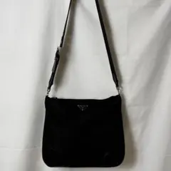 PRADA ナイロン ショルダーバッグ レザー切替 黒サコッシュタイプ