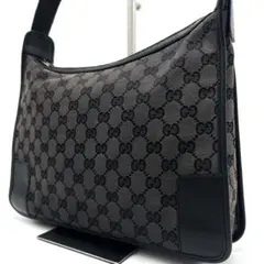 グッチ GGキャンバス ショルダーバッグ 肩掛け レザー ブラック レディース