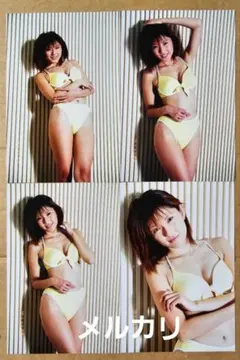 杉村陽子 生写真 4枚セット⑥レースクイーン（ハガキサイズ)水着（再