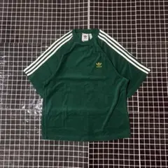 90s USA製 アディダス 半袖 サッカー プラクティス シャツ XL 緑