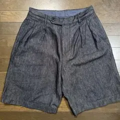 極美品】LARDINI☆イタリア製☆ニット調☆ショートパンツ☆48 紺