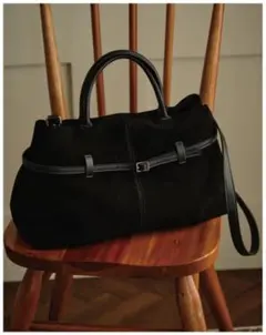 レザーベルト付き　2way バッグ　ハンドバッグ　ショルダーバッグ　ヌバック