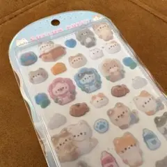 コットンパフィシール　ふわふわドロップシール　猫