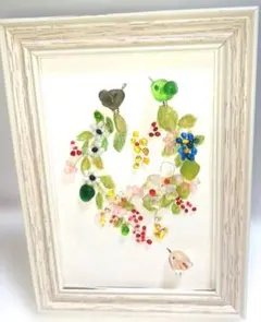 【現品限り　森の仲間と秋のハーモーニー】　シーグラスアート 現品限り 森の仲間と秋のハーモーニー】 シーグラスアート