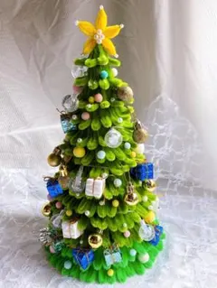 モールアート クリスマスツリー 卓上サイズ LEDライト・オーナメント付き