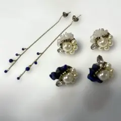 ロペピクニック上品パール＆ラピスラズリ 揺れるロングピアス まとめ売り