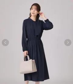 【洗える/2WAY/通勤/セレモニーにも】 取外しボウタイ付き ワンピース