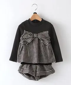 プティマイン チェック柄ビスチェセットアップ 110cm