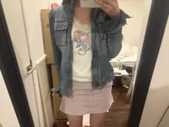 00s zara コーデュロイ　紫　海外ガール