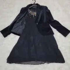 パーティー オケージョン ジャケット ワンピース ビジュー ベロア フォーマル