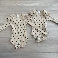 ドット柄ロンパース 6-9M 70 双子