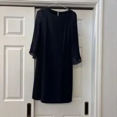 お値下げSTRAWBERRY-FIELDS ネイビー七分丈袖レースワンピース