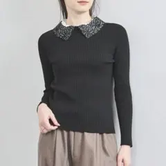 ユナイテッドアローズ レディ 2WAY ニット（ネイビー）レース襟