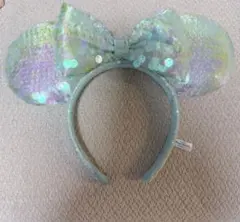 ディズニー　カチューシャ　ミニー　ミントグリーンスパンコール