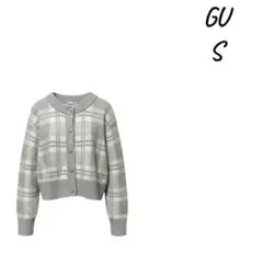 GU チェック柄ニットカーディガン S