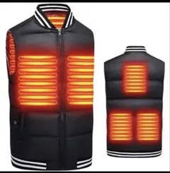 電熱ベスト　3段温度調節　防寒　洗濯可　ブラック　XLサイズ