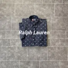 90's Chapsラルフローレン 総柄 s/s シャツ ネイビー XXL