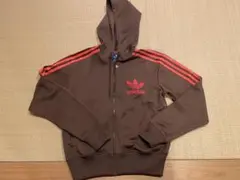 【希少】adidas ブラウン フード付きジャージ XS