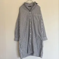 ジャーナルスタンダード シャツワンピース ロング ストライプ ネイビー