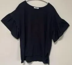 THE SHOP TK ザショップティーケー黒色フリル袖TシャツMサイズのサムネイル