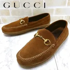 GUCCI ブラウン スエード ホースビット ローファー