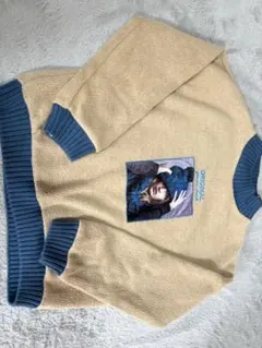 ボア素材 ベージュ トレーナー 写真プリント