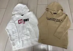 ホワイト・ベージュ フード付きパーカー 2点セット