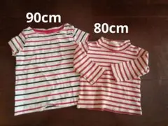 長袖　半袖　Tシャツ　２枚セット　西松屋　80 90　ボーダー