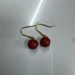 珊瑚 花彫刻 イヤリング K18 菊彫り ゴールド - メルカリ