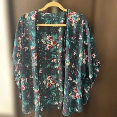 AZUL 花柄カーディガン グリーン系のサムネイル
