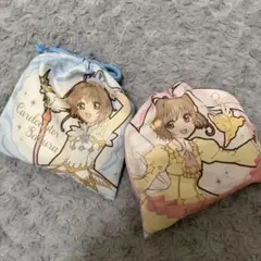 未使用　カードキャプターさくら 巾着　ポーチ　セット　水色　ピンク　小物入れ