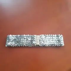 美品　シルバー スパンコール ベルト　 約６×56～65cmくらい