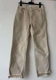 ミラオーウェン Mila Owen 裾段差脇スリットカラーデニムパンツ