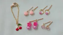 N200 リカちゃん ネックレス ピアス 5点セット ハンドメイド さくらんぼ
