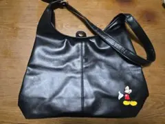 ミッキーマウス刺繍 ショルダーバッグ 黒