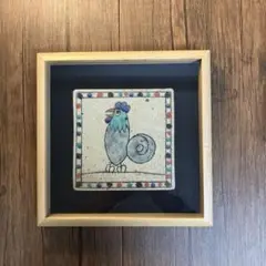 壁掛け　陶版画　陶板画　美濃焼　作者　所貞治さん　鳥
