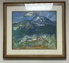 油彩画 山岳風景 額装