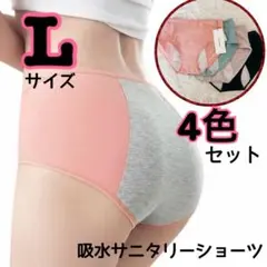 4色セット レディース 吸水ショーツ サニタリーショーツ Lサイズ 尿漏れ対策