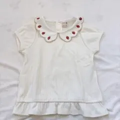 petit main いちご刺繍トップス 100