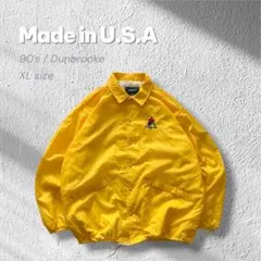 【90s】USA製コーチジャケット企業ロゴ刺繍DunbrookeイエローXL古着のサムネイル