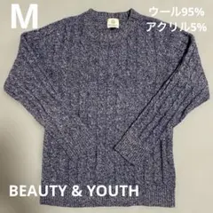 メンズ BEAUTY & YOUTH ネイビー系 ウール混ニットセーター M