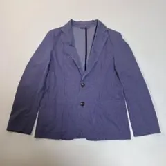 COMME CA MEN ジャケット　Vネック ストライプ　ブルー　ホワイト綿混のサムネイル