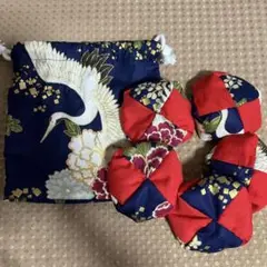 お手玉5個と収納用巾着袋　① ハンドメイド