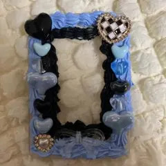 ハート装飾付き青いフレーム ホイップデコ