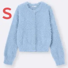 GU シャイニークルーネックカーディガンZ ブルー　S