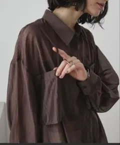 Aunt Marie's フェイクレイヤードオーバーサイズシアーシャツ