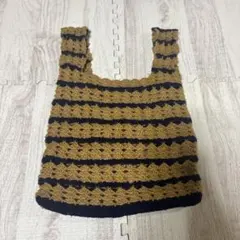⚫︎ストライプ 編み物/手編み ハンドバッグ