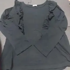 GU黒 フリル付き 長袖カットソー 130サイズ
