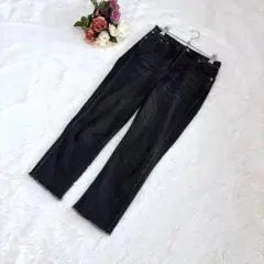 ミスティック（0）クロップド デニムパンツ ジーンズ ブラック黒 裾カットオフ