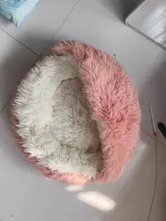 猫用ドーム型ベッド ピンクとホワイトのサムネイル